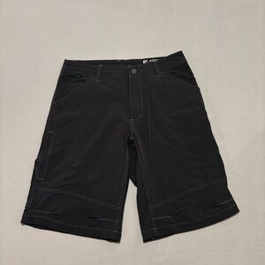 Kuhl Shorts 34 34x12 Black Flat Front Lightweight Casual Outdoor Hiking Pockets